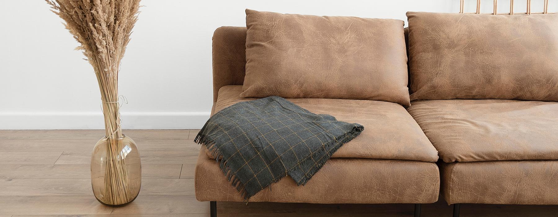 a couch with nearby decor